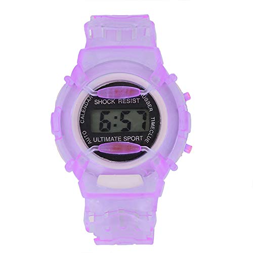 Watch That Talks The Time - Reloj de pulsera para niños, deportivo, digital, para estudiantes, color morado, para niñas, reloj para correr, morado, talla única