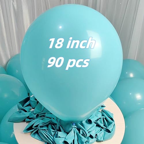 Image of 90 Packa Teal Balloons 18 inch Turquoise Latex Big Balloons for Party Decorations and Events ZWZLIULIAN