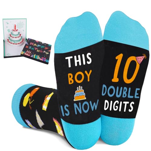 Juesly 10 Year Old Boy Gifts with Socks for Age 10 and 3D Pop Up Birthday Card, 10th Birthday Gift...