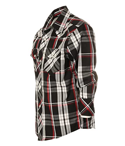 Image of Gioberti Boys Casual Western Plaid Long Sleeve Pearl Snaps Shirt