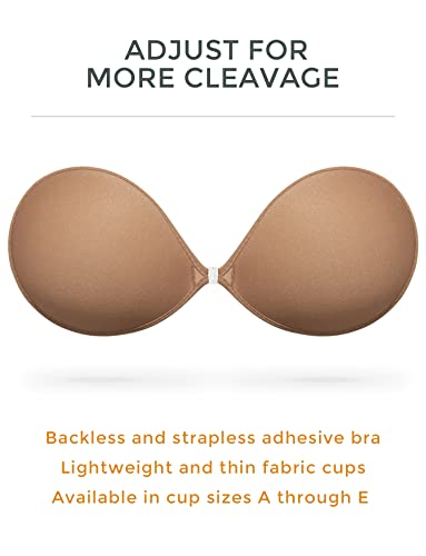 Wingslove Adhesive Bra Reusable Strapless Self Silicone Push-Up Invisible Sticky Bras For Backless Dress (Camel,C) #TOP1