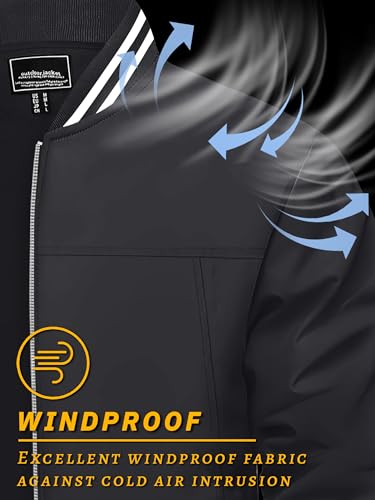 Tacvasen TCTJ-295-202-BLACK-2XL Men'S Varsity Jackets Black Bomber Jackets Men Windproof Jackets Men Casual Jackets Men Spring Jackets Outdoor Jackets thumb #2
