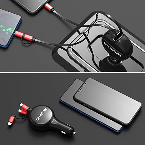 Chafon Car Charger 3A 36W Fast Charge Retractable Ip/Type C/Micro Usb Charging Cable Adapter, Compatible With Most Cell Phones Tablets (2.6Ft) #TOP5