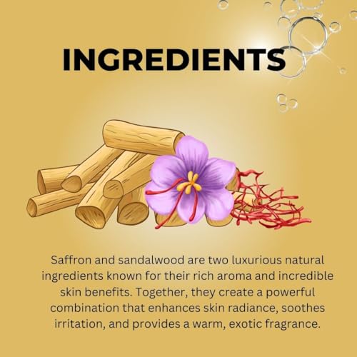 Image of Khadi Saffron & Sandalwood Body Wash Gel 300 ml | Brightening, Hydrating & Soothing | Antioxidant Rich, Anti Aging | Woody Aroma | Body Wash Shower Gel For Women & Men | All Skin Types