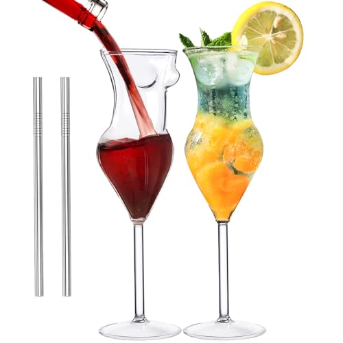 Body Cocktail Glasses 200 ml Novelty Red Wine Glasses Set of 2 Martini Glasses Gin Glass Gift Set for Party Home Bar