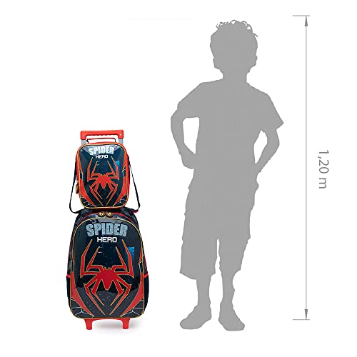 Kit Mochila De Rodinhas Infantil Homem Aranha Menino Escolar