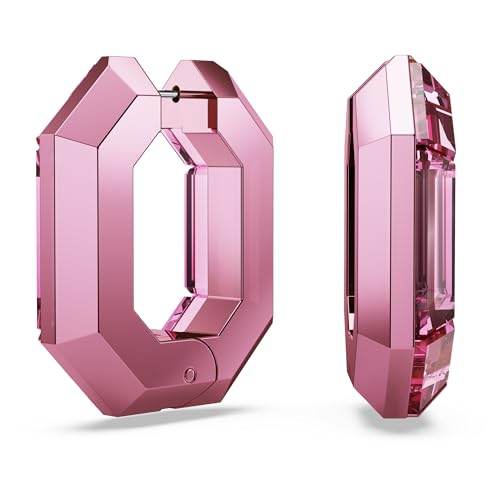 Swarovski Lucent Small Hoop Earrings, Pink Octagon-Shaped Crystals, Part of the Swarovski Lucent Collection4