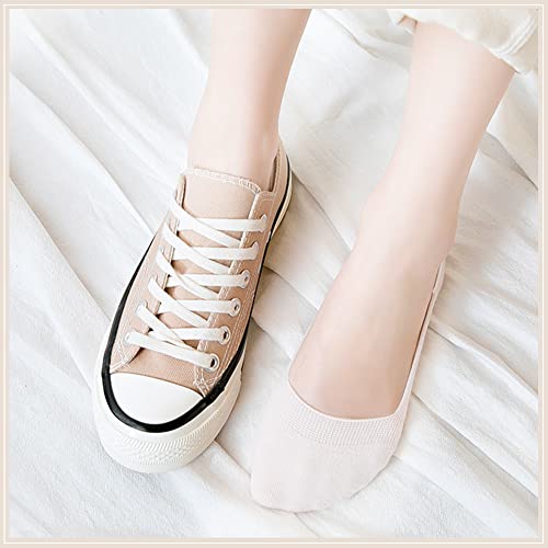 Oureamod 5 Pairs No Show Socks Womens Non-Slip Cotton No Show Liners (White) #TOP4