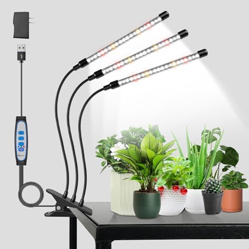 Wolezek Pflanzenlampe, 6000K Pflanzenlampe LED Vollspektrum, Weißes Pflanzenlicht mit Clip, Wachstumslampen für Pflanzen, Grow Light mit 5 Stufen Dimmbar, 3 Modi, 6/12/16H Auto Tim