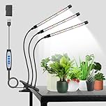 Wolezek Grow Lights for Indoor Plants Full Spectrum, 6000K 3 Head Plant Lights Indoor, LED White Plant Grow Lamp with Clip, Auto ON & Off Timer 6/12/16H, 3 Light Modes, 5 Level Dimmable Brightness