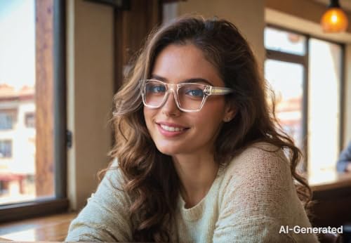 Image of VISOONE Square Blue Light Blocking Glasses TR90 Clear Lens for Women Men BONA