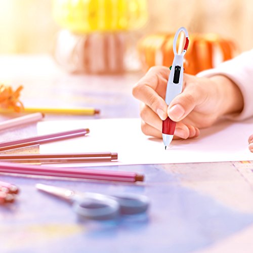 Retractable Shuttle Pens With Carabiner Clip - Pack Of 12 Bulk Mini 4-In-1 Multi-Colored Ink Ballpoint Pens With Keychain For Adults, Kids, Nurses, School, Stocking Stuffer Gifts, Party Favors #TOP2