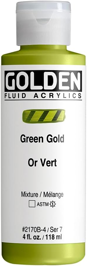 Golden 0002170-4 4oz. - 118ml - Fluid Acrylic Color Paint Bottle - Green Gold