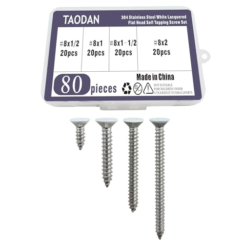Juego de tornillos autorroscantes planos 80 piezas acero inoxidable miniatura 1
