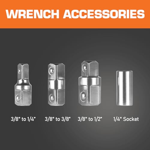 Image of KOOPOOL Offset Extension Wrench, Impact Ready Wrench Extender, with 1 /2 inch, 1 /4 inch and 3 /8 inch Square Drive Adapters, Universal Extensions Wrench for Tight Place