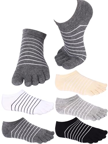 5 Pairs Stripe Toe Socks Five Finger Socks Low Cut Colorful Socks for Women Girl Supplies