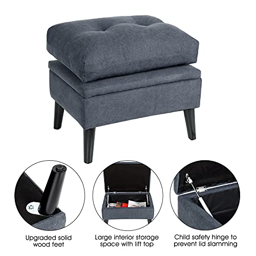 Eluchang Accent Chair With Ottoman Storage,Modern Comfort Armchair Recliner Chair With Adjustable Backrest And Side Pocket,Fabric Sofa Chair Lounge Chair For Living Room Bedroom Office(Grey) #TOP4