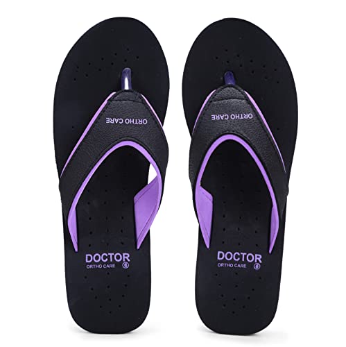 DOCTOR EXTRA SOFT Chappal Care Orthopaedic and Diabetic Comfort Doctor Flip-Flop and House Slipper's para mujer, Morado, 4 UK