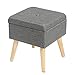 WOLTU Taburete con Espacio de Almacenamiento Cubo Reposapiés Caja de Almacenamiento Tapa Extraíble Asiento Acolchado de Lino Patas de Madera, 32x32x36,5CM Gris Oscuro, SH26dgr