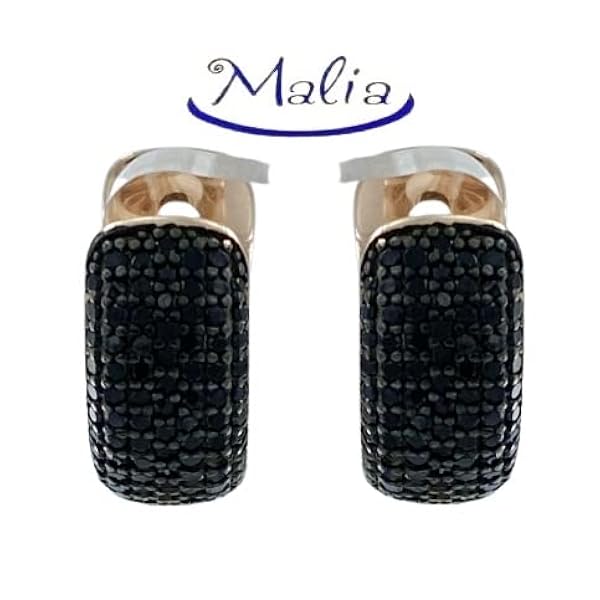 Malia - orecchini a cerchio in argento 925 ros o bianco con pav di zirconi neri o bianchi - argento-rose-zirconi-neri
