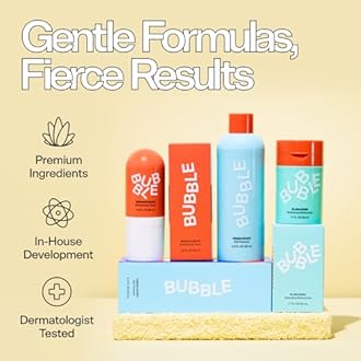 Bubble Skincare New Faces Gift Set - Skincare Set Includes Exfoliating Gel Cleanser, Balancing Facial Toner Mist + Hydrating Face Cream for Dry Skin - Skincare for Teens + Adults
