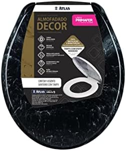 Atlas - Assento Sanitário Almofadado com Espuma Ultramacio e Tampa com Efeito Mármore, Cor Preta