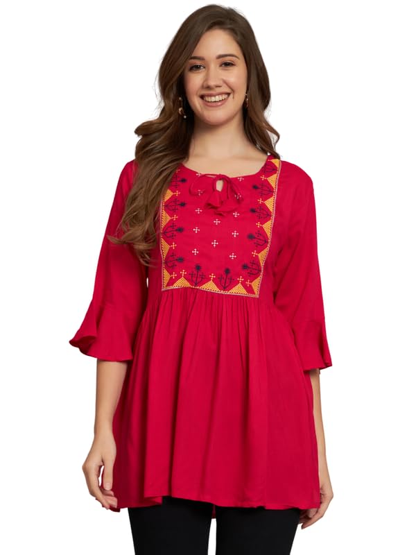 Miramaar Women’s Rayon Embroidered Top Miramaar Women’s Rayon Embroidered Top