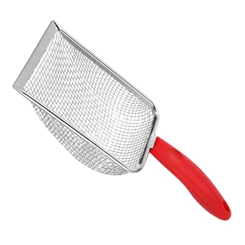 LIOOBO Cat Litter Shovel Cat Litter Scoop Scooper Sift Sand Mesh Scoop for Cat Litter Metal Litter Scoop Cat Poop Scoop Red Stainless Steel