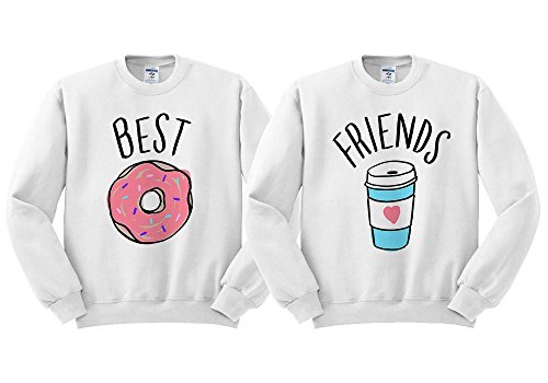 Best Friends Donut Coffee Duo Sweatshirt Unisex White