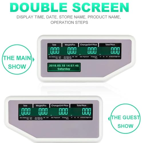 Báscula digital comercial con doble pantalla y etiqueta miniatura 7
