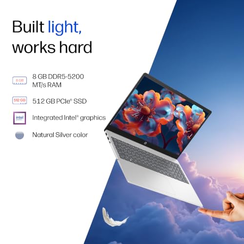 Image of HP 15, Intel Core 5 120U (14th Gen) 8GB DDR4, 512GB SSD, FHD, Anti-Glare, Micro-Edge, 15.6'' /39.6cm, Win11, M365(1yr)* Offic24, Silver,1.65kg, fd1444TU /fd1654tu, FHD Camera w /Shutter, Backlit Laptop