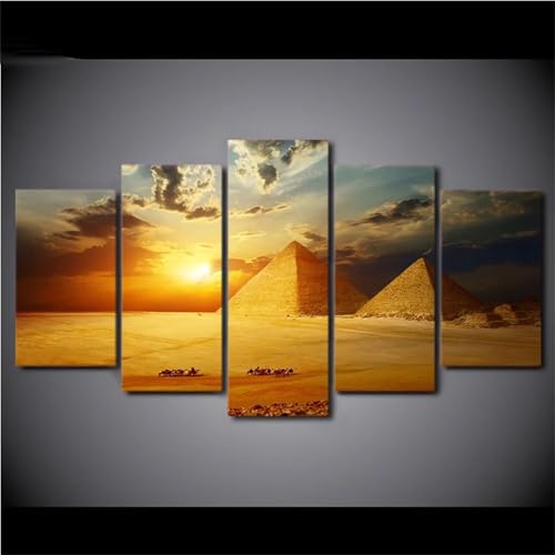 Kit complet de diamond painting 5D pyramides d'Égypte en 5 pièces pour décoration salon 150x75cm
