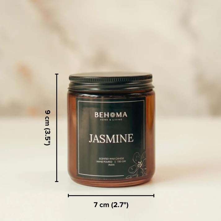 Image of BEHOMA Baby Elephant Candle Holder with Jasmine Scented Candle Jar | Handcrafted Gold Aluminum Gift Set with Natural Wax Candle for Home Decor, Housewarming, Christmas & Wedding Gifts