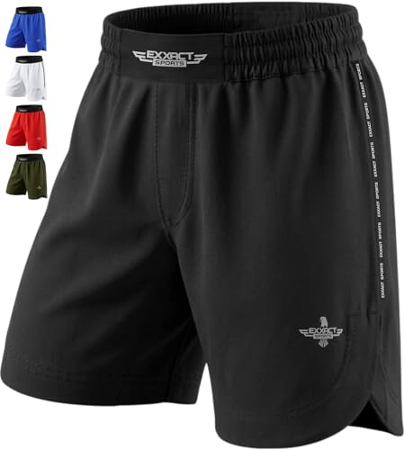 Exxact Sports MMA Shorts No Gi BJJ Shorts for Men for Boxing UFC Kickboxing Grappling Jiu Jitsu & Cross Training (Black Medium)
