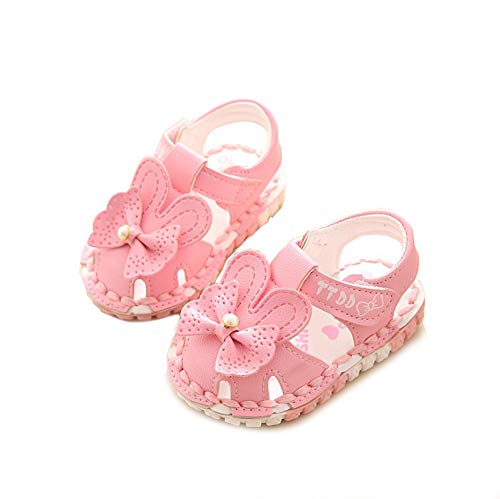 Monvecle Newborn Infant Girl Summer Soft Sole Shoes Cartoon Anti-Slip Casual Toddler First Walker Sandals Pink Flower 6-12M