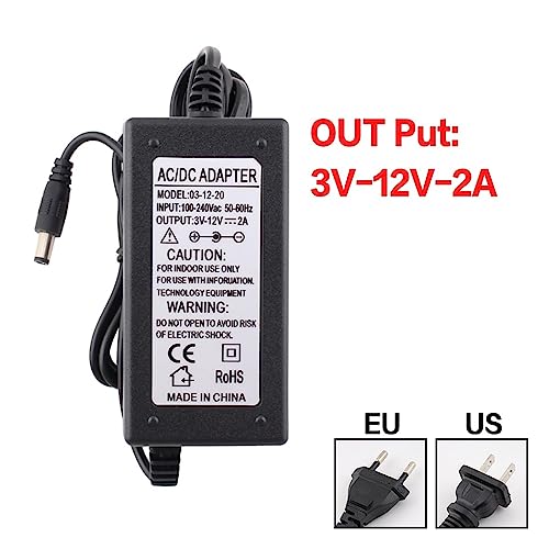 Adaptador de corriente regulable 3V-24V 1A con pantalla digital y conectores 7