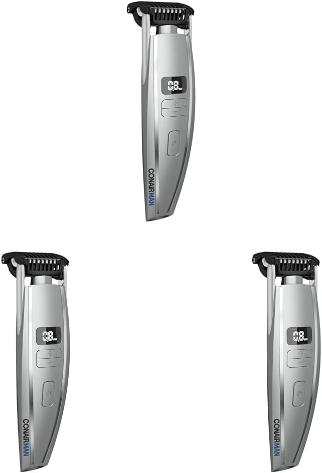 ConairMAN Beard Trimmer for Men, for Face and Mustache, Wet/Dry Beard and Stubble Trimmer, Flex Contouring Head with 15 Precise Settings and Premium (Pack of 3)