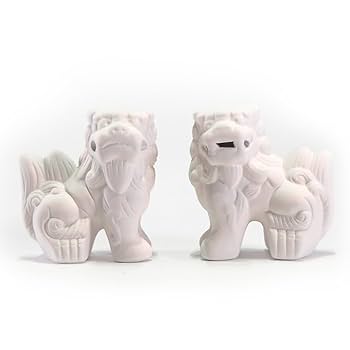カラフルアート獅子(一体のみ) Amazon.co.jp: くば笠屋 シーサー 獅子 素焼きシーサー ペア 絵