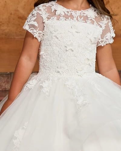 Tulle Flower Girl Dresses for Wedding Lace Appliques Princess Pageant Dress Girls Bridesmaid Party Ball Gown3