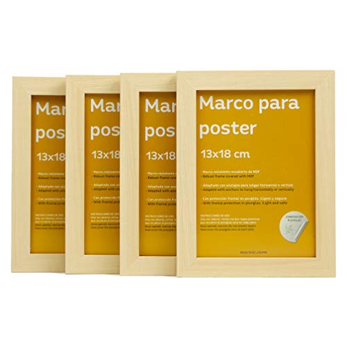 Nacnic Set 4 Marcos Color Nogal para Fotos. Tama�o 13x18 cm. Robustos de MDF y Frontal de plexiglas.Marcos Madera Nogal para Colgar o apoyarvertical u Horizontal.