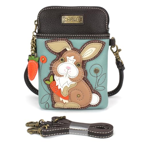 Image of CHALA Woodland Animal Collection Cell Phone Crossbody Purse-Women PU Leather /Canvas Multicolor Handbag with Adjustable Strap