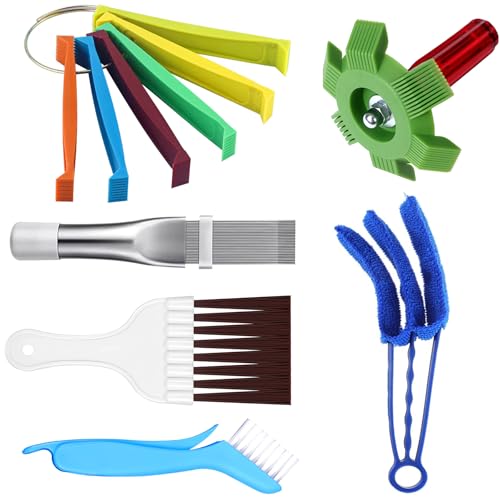 Jakaphoric 6 Pcs Air Conditioner Fin Comb Cleaner Set, Ac Fin Comb Straightener Tool, Radiator Comb for a/c Unit,Ac Coil Cleaner Brush for HVAC Condenser Evaporator Repair Clean Tool
