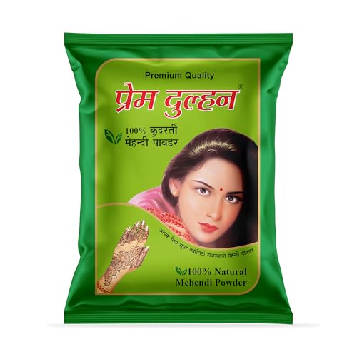 Prem Dulhan 100% Natural Henna Mehndi Powder for Hair & Body –35.27 Ounce Long-Lasting Chemical-Free Hair Color & Treatment Perfect for Tattoos Unisex, All Hair Types (Brown, 1000 Gram)