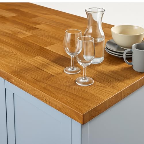 Top Worktops Oak Kitchen Worktop (2m x 950mm x 38mm)– A-Grade, Made with 40mm Hand-Selected Oak Strips for consistent Color and Minimal Knots, Affordable, Durableand Perfect for Stylish Kitchens