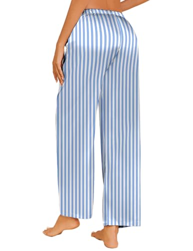 Image of Ekouaer Womens Silk Satin Pajama Lounge Pants Sleep Pj Bottoms with Pockets
