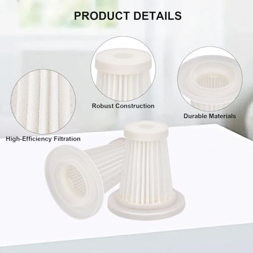 HEPA Filter Replacement compatible with Auloea V01/V06/V01pro/V06pro Portable Mini Car Vacuum Cleaner, Washable Cordless Vacuum Filter Accessories, 6 Pack - 2