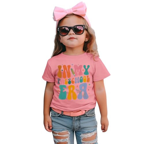 KEKEMI Toddler Girls in My Preschool Era Shirts First Day of School T-Shirt Kids Back to School Outfit Cute Pre-k Tees Tops
