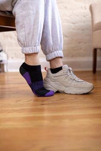 Image of Tipi Toe Women's 6 Pack Cushioned Comfort Running Classic White With Rainbow Stripes & Toe Ladies Ankle Socks, WS08-6-A