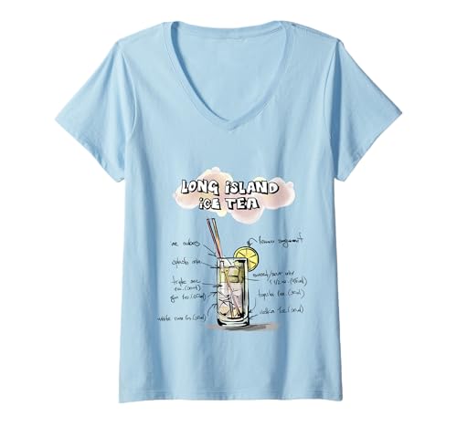 Damen Long Island Eistee Design für Männer Frauen - Cocktailrezept T-Shirt mit V-Ausschnitt