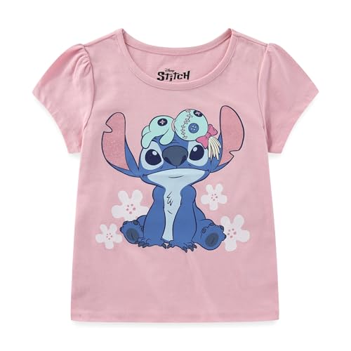 Disney Lilo & Stitch Angel Girls Short Sleeve T-Shirt for Big Kids Pink